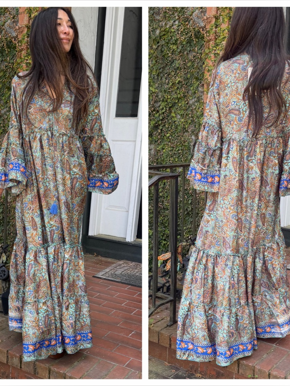 SILK BLEND Elegant Floral Maxi Dress